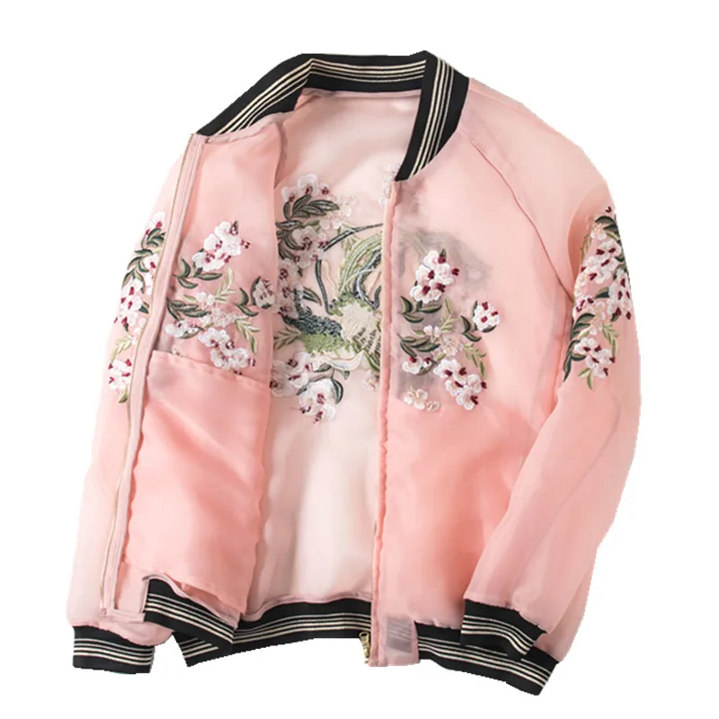 New 2024 Style Flower Embroidered Jacket Sunscreen Jacket Summer Baseball Jacket Breathable Korean Version Loose Thin Women