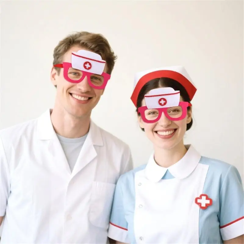 2025 NIEUWE 2PCS NURSE HOOFDBAND VERPREES CAPS Glazen verpleegkundige kostuum Halloween cosplay kostuums