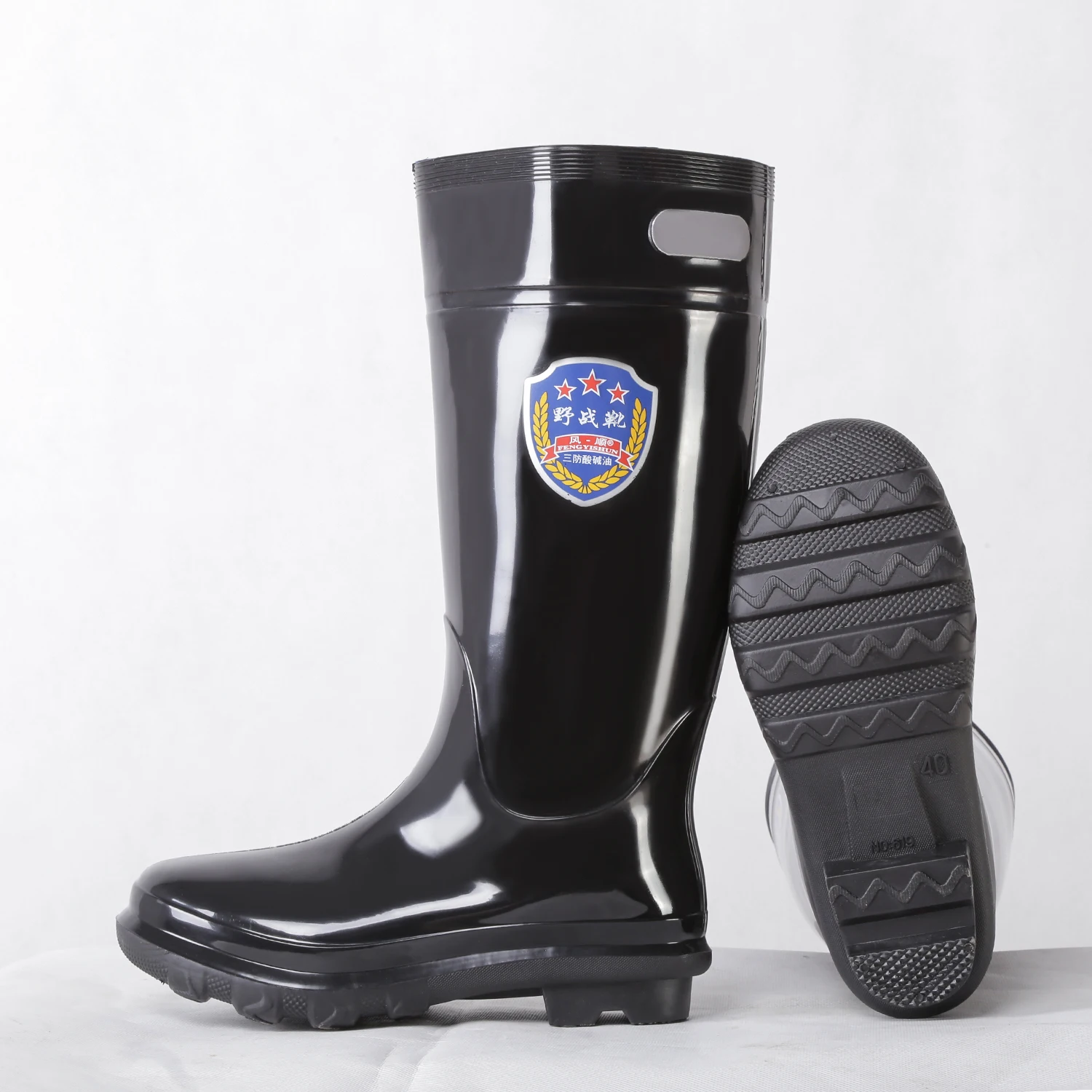 أحذية مطر رجالية عالية الرقبة سوداء للمطبخ مقاومة للانزلاق ومقاومة للتآكل أحذية مطاطية صيفية بقاعدة من وتر الثور للحماية أثنا...