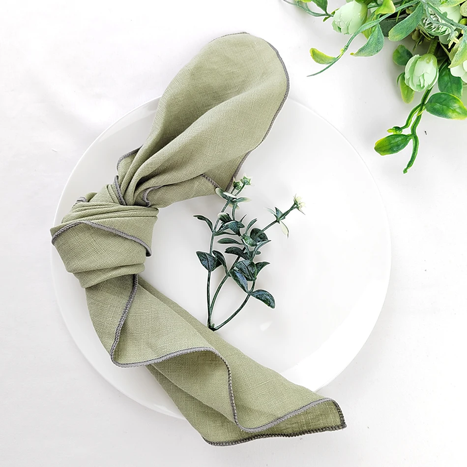 Set of 10 Napkin Cloth Made of 100% Pure Linen Eco-friendly Durable Ideal for Wedding Family Gathering Picnic and More