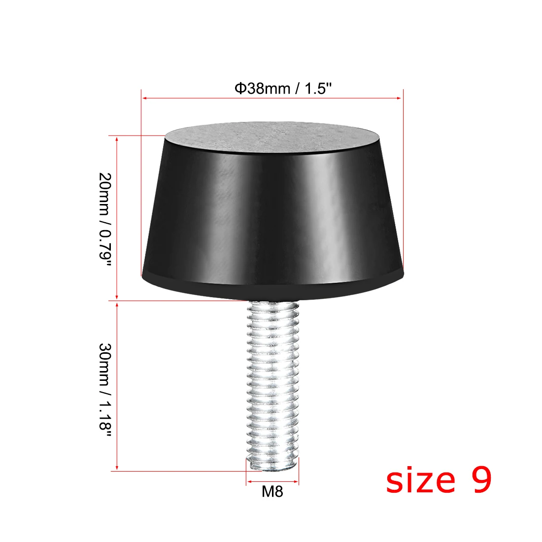 8PCS Rubber Cylindrical Vibration Isolators Mounts Shock Absorber with Studs for Welding Machine Air Compressors