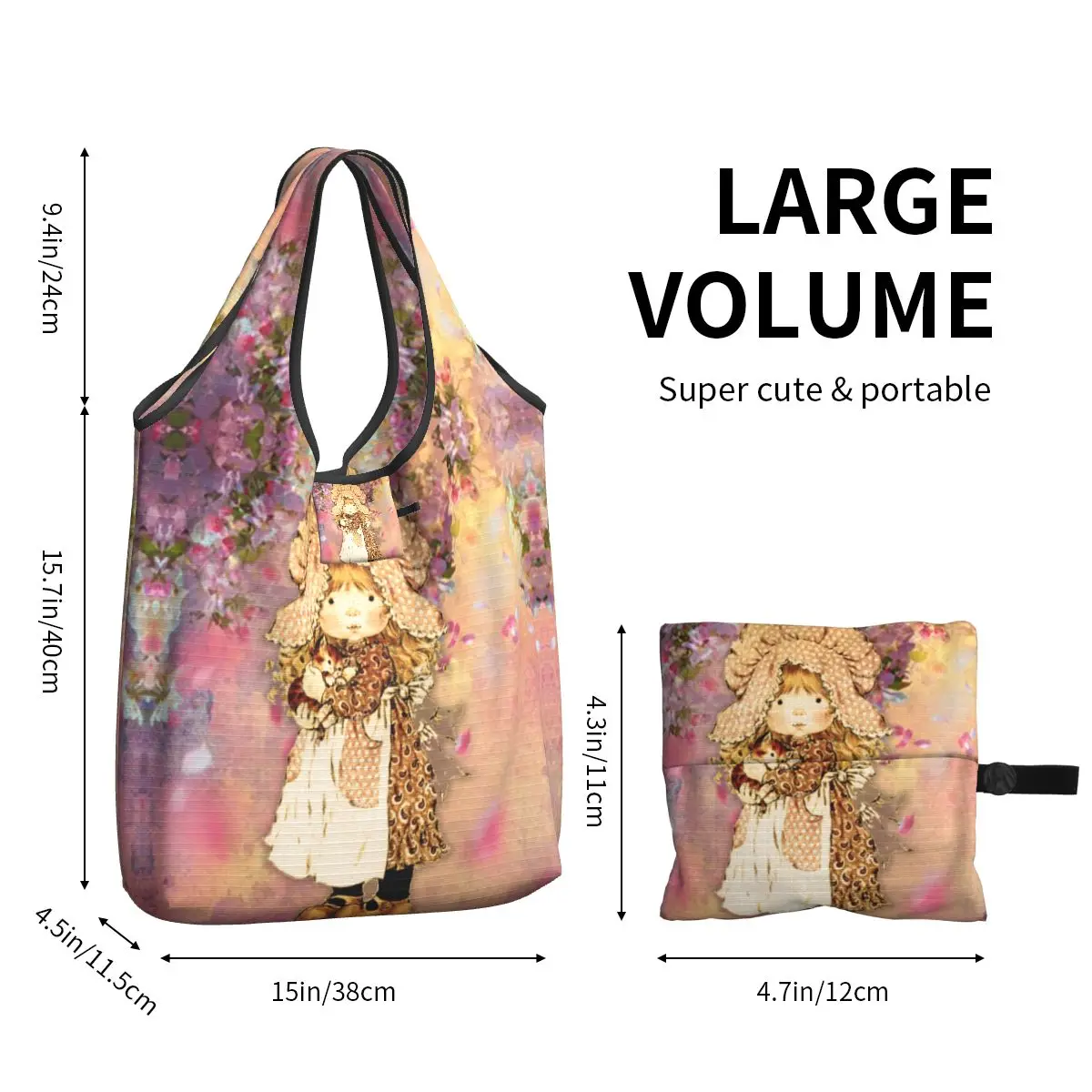 Cartoon Sarah Kay Groceries Shopping Bags Funny Shopper Tote Shoulder Bags Large Capacity Portable Kawaii Girl Handbag