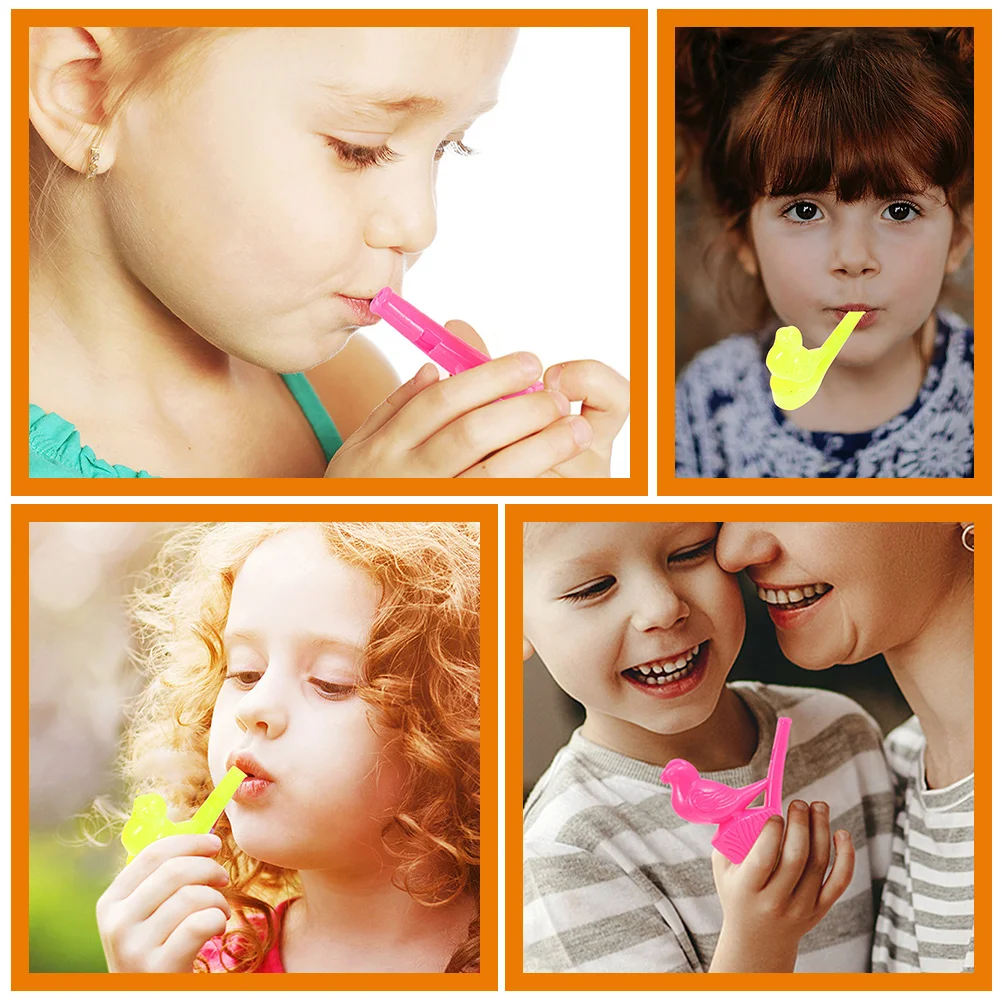 12 قطعة صافرة الطيور المائية لعبة بلاستيكية سطح أملس لا نتوءات حفلة عيد ميلاد الدعائم آلة موسيقية نمط الرسوم المتحركة