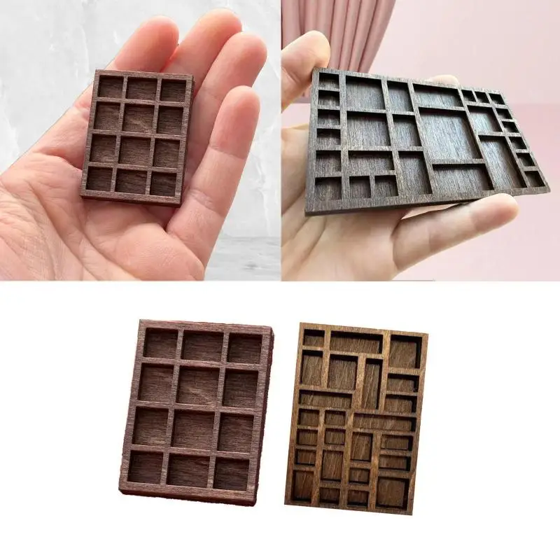 رف حلية مصغر حامل مجوهرات صغير مقصورات عرض المجوهرات حامل حلي خشبية جميلة #5