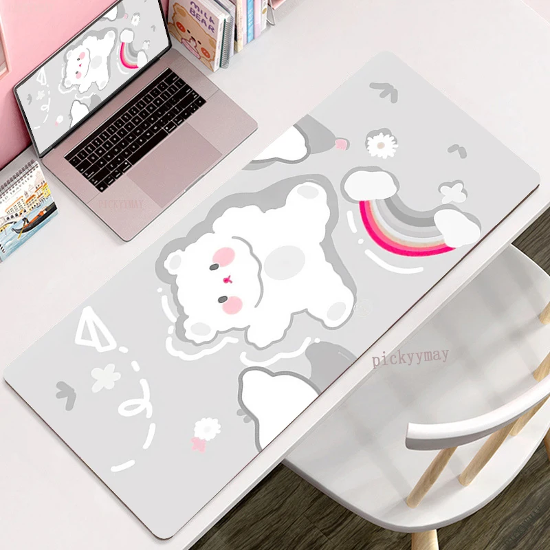 Большой коврик для мыши с милым медведем, аниме-геймерские коврики для мыши, коврик для клавиатуры 40x90 см, настольный коврик Kawaii Pc HD, настольные коврики, фирменный коврик для мыши для подарка