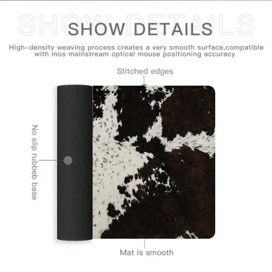 Muismat/bureaumat met koeienhuidprint – antislip comfortprecisie voor gaming/kantoor (vakantiecadeau)