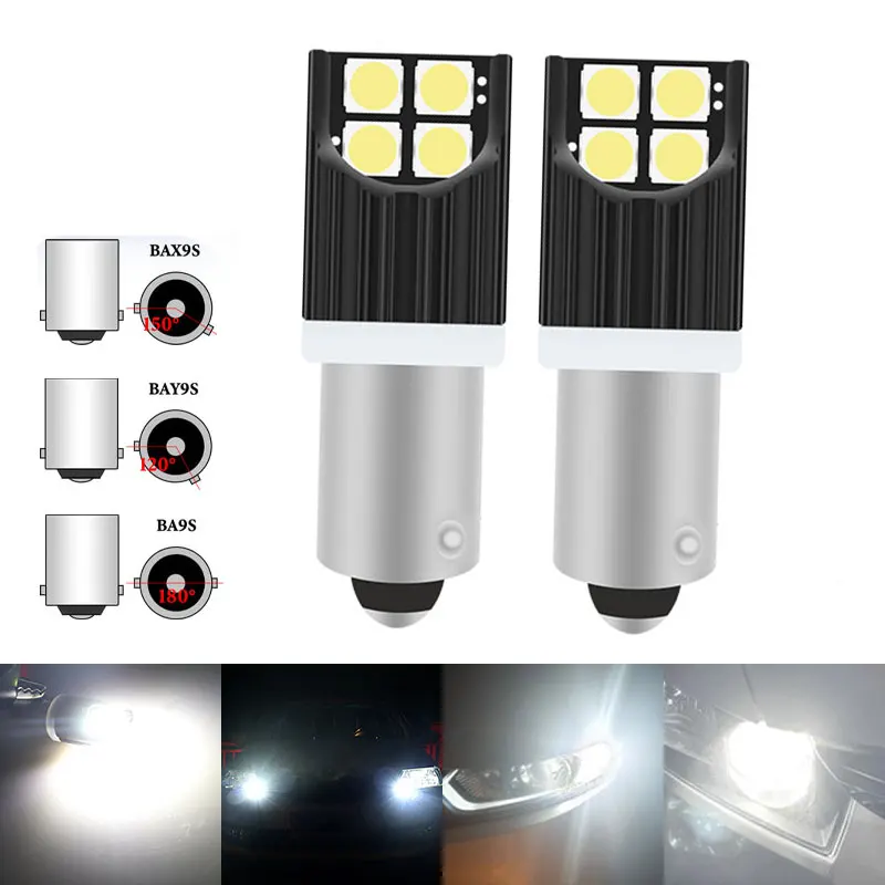 2PCS Car Auto BA9S Bax9s BAY9S Led T4W Wedge W5W Led Interior Super Bright Lamp Bulb T2W T3W H5W Parking DRL License Plate Light