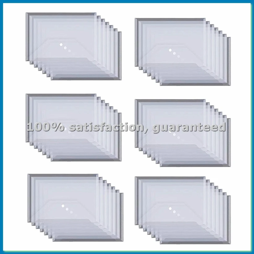 

50 шт. прозрачных водонепроницаемых папок-конвертов с кнопками, формат А4, из утолщенного пластика для школы и офиса - ABWY