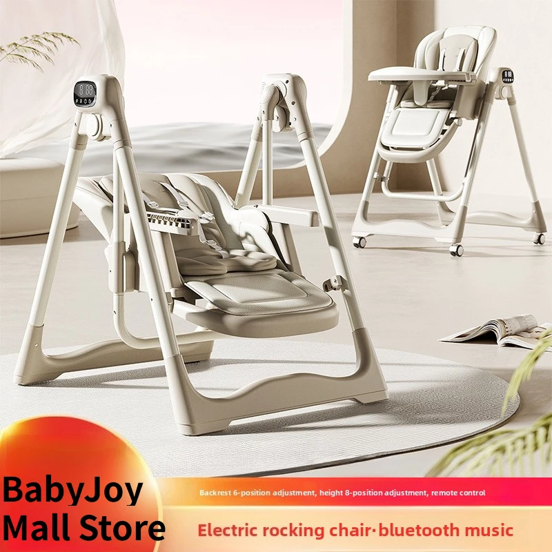 كرسي أطفال ذكي عالي 6 في 1 قابل للطي ومتعدد الاستخدام لحديثي الولادة إلى الأطفال الصغار مع كرسي هزاز كهربائي يعمل بالبلوتوث #1