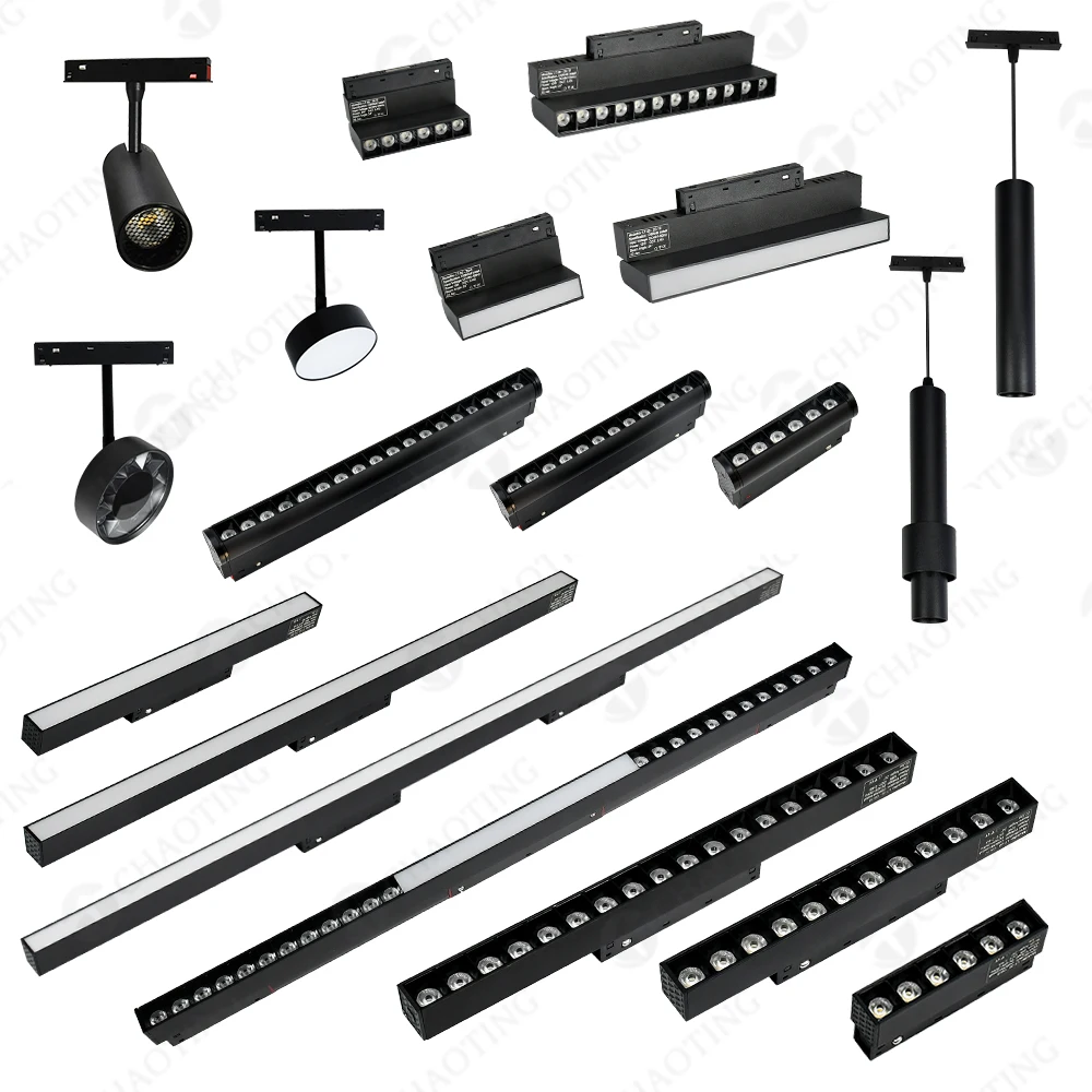 Surface Recessed Magnetic Track Rail Lamps Led Floodlight Lighting System 10W 20W 30W 40W Linear Led Magnetic Track Flood Light