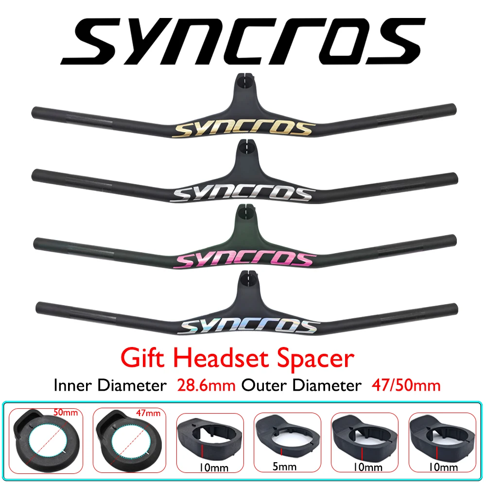 Syncros-Integrated Handlebar for MTB,Multiple Colour, Carbon Fiber,One-shaped Handlebar Stem, 17 Degree Bike Frame,Bicycle Parts