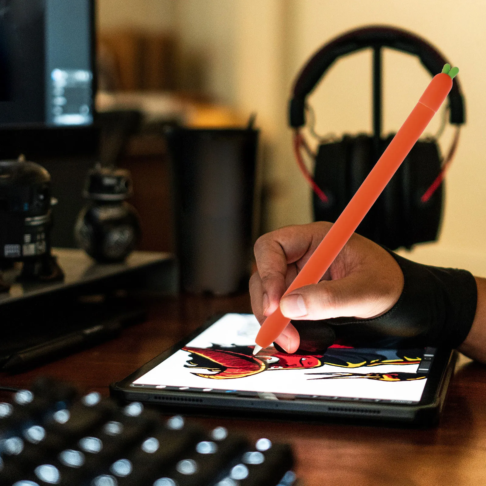 1Pcs Soft Silicone Touchscreen Pen Sleeve Compatible with Apple Pencil 2 Stylish Carrot Shape Stylus Holder Pouch for Digital