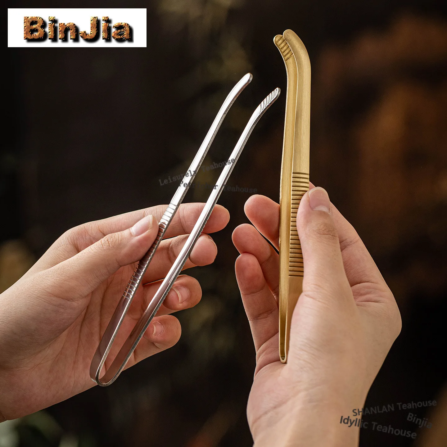 Gold-plated Copper Silver Stainless Steel Tea Tweezer Handmade Tea Clip Household For Toast Bread Pickles Tea Services Gift