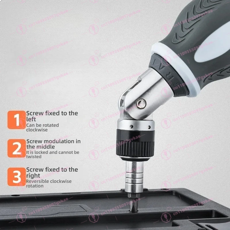 Multi-Angle Ratchet Screwdriver Set - Home Repair with Phillips/Flat Bits - view 2