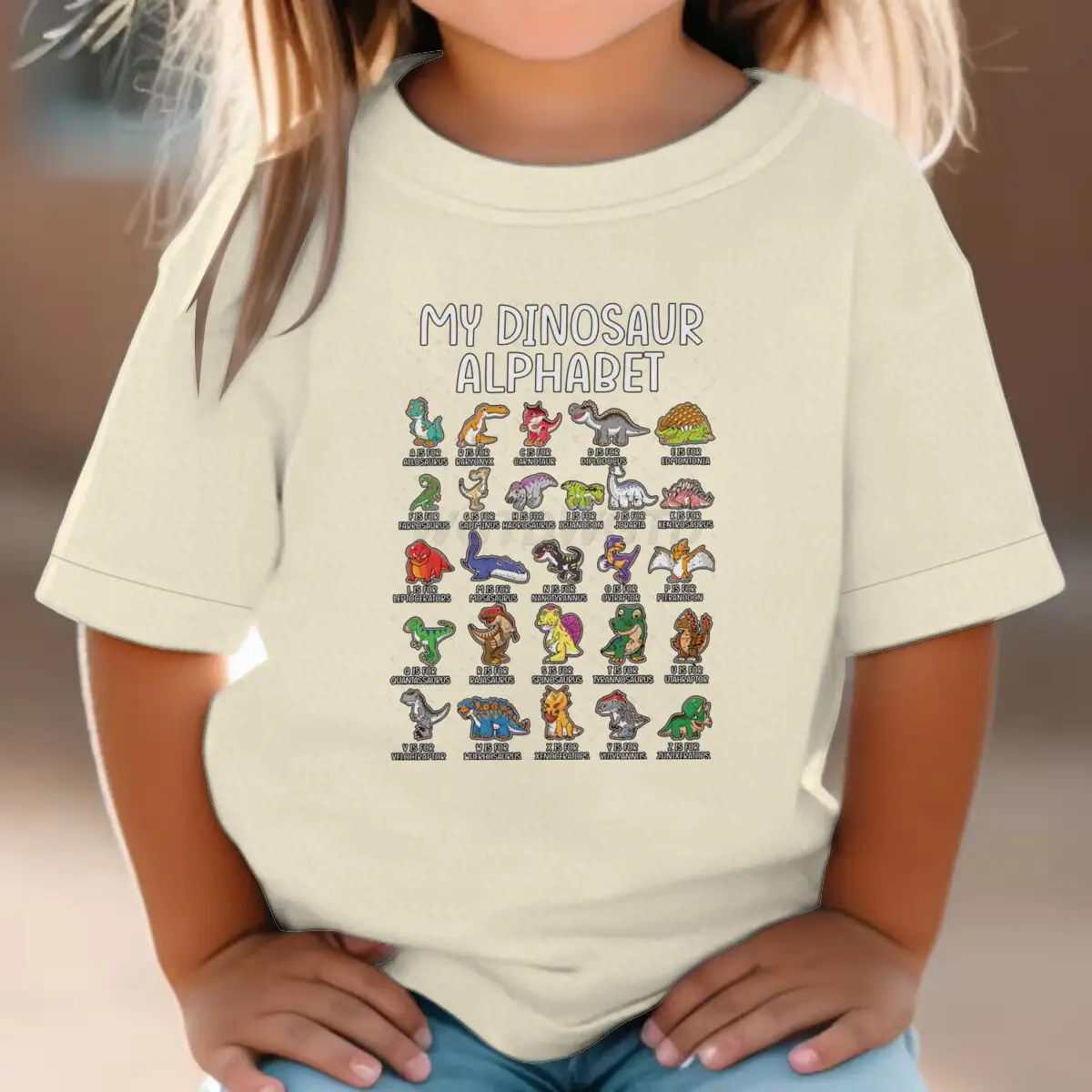Children's Clothing My Dinosaur Alphabet Kids T-Shirt Colorful A-Z Dinosaur Print T-Shirt Girl Boy Casual Educational Top