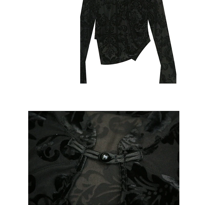 2024, nuovo, vintage, vestiti, autunno, inverno, t-shirt, sexy, supporto, patchwork, scavato, tessuto jacquard, donna, top, manica lunga, magliette, 410105