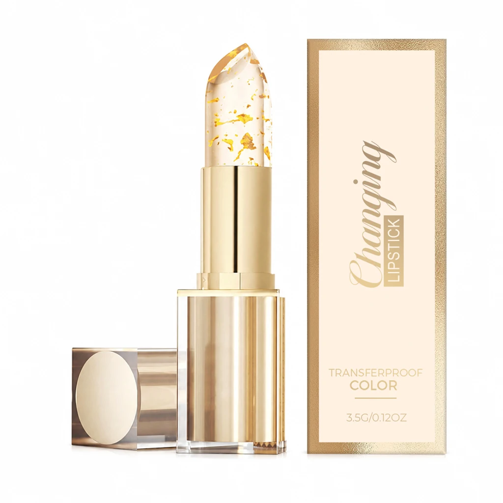 Gold Foil Color Changing Lip Balm Glossy Nourishing Moisturizing Repair Chapped Lips Lasting No Sticky Color Changing Lipstick