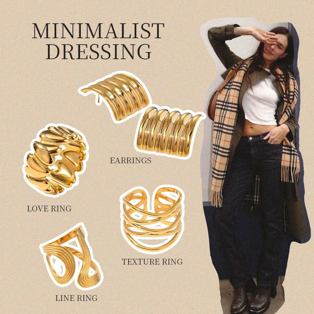 Yori joias modernas de aço inoxidável banhado a ouro 18K PVD joias exclusivas de aço inoxidável presente para mulheres