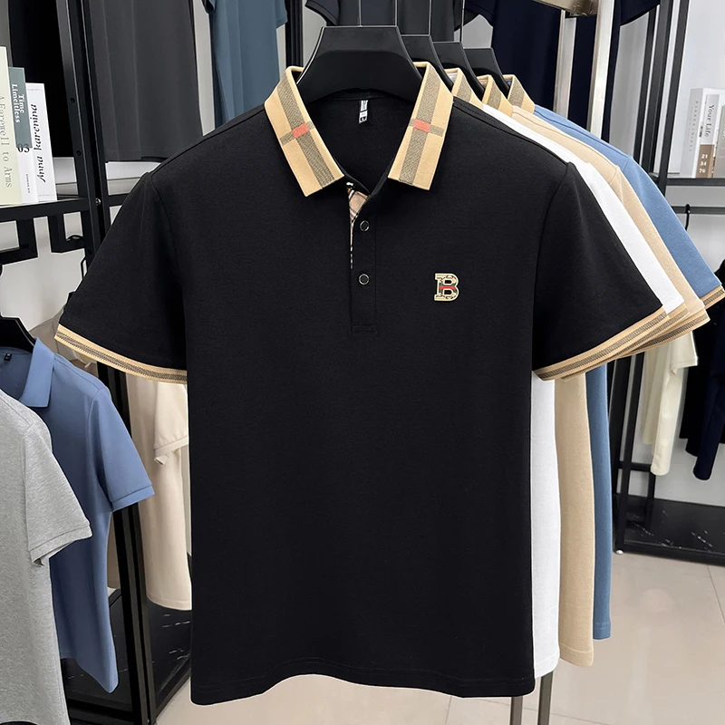 Summer men's golf fashion 2025 short sleeved polo shirt high-end design exquisite ice silk embroidery breathable T-shirt - Image 5