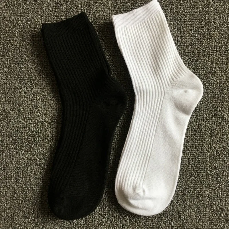 Purified Cotton Socks Men Solid Color Business Casual Breathable Male Short Crew Socks Calcetines Gifts for Men Black White