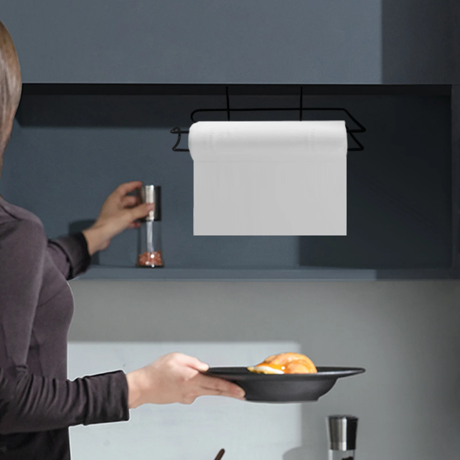 

Wire Paper Towel Holder Black Iron Wall Mount Camping Toilet Paper Stand Dispenser Kitchen Bathroom Countertop Accessory