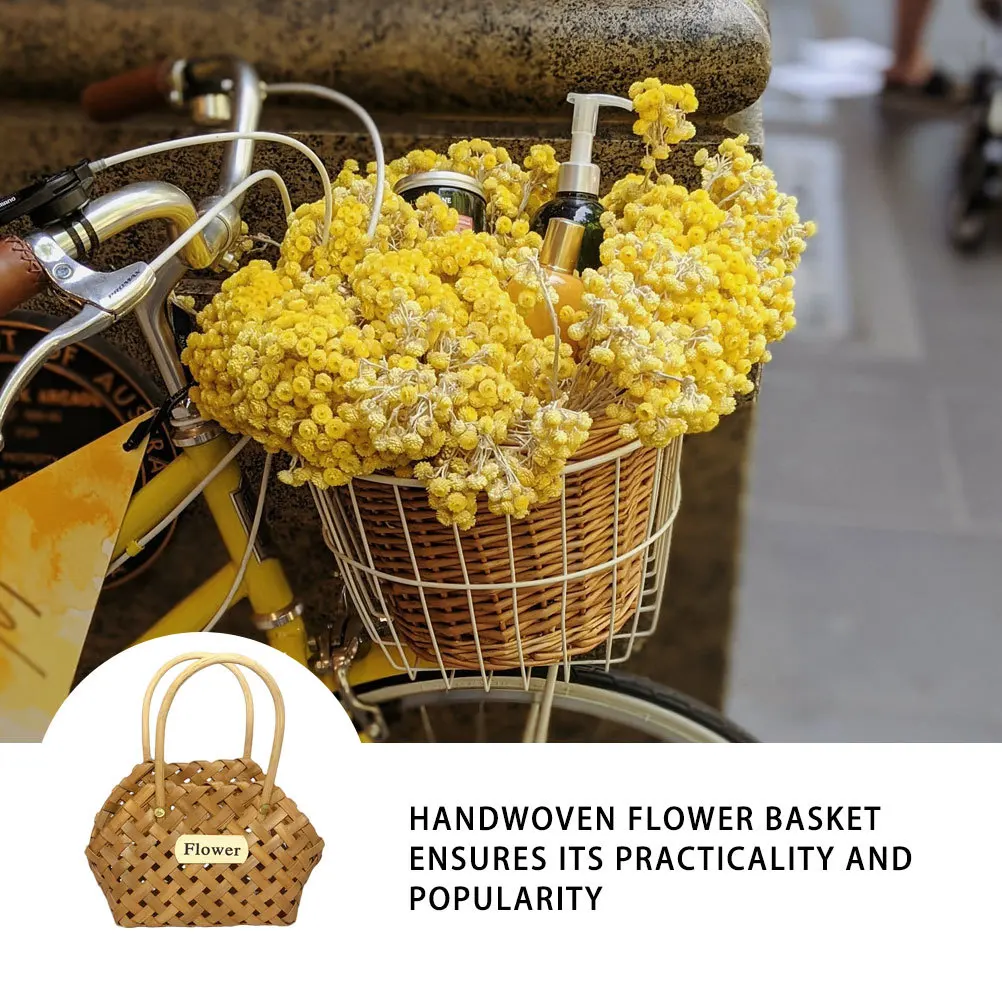 

Handwoven Flower Basket Wooden Storage Portable Handbag Wedding Decor Coffee Practical Multifunctional Home Party