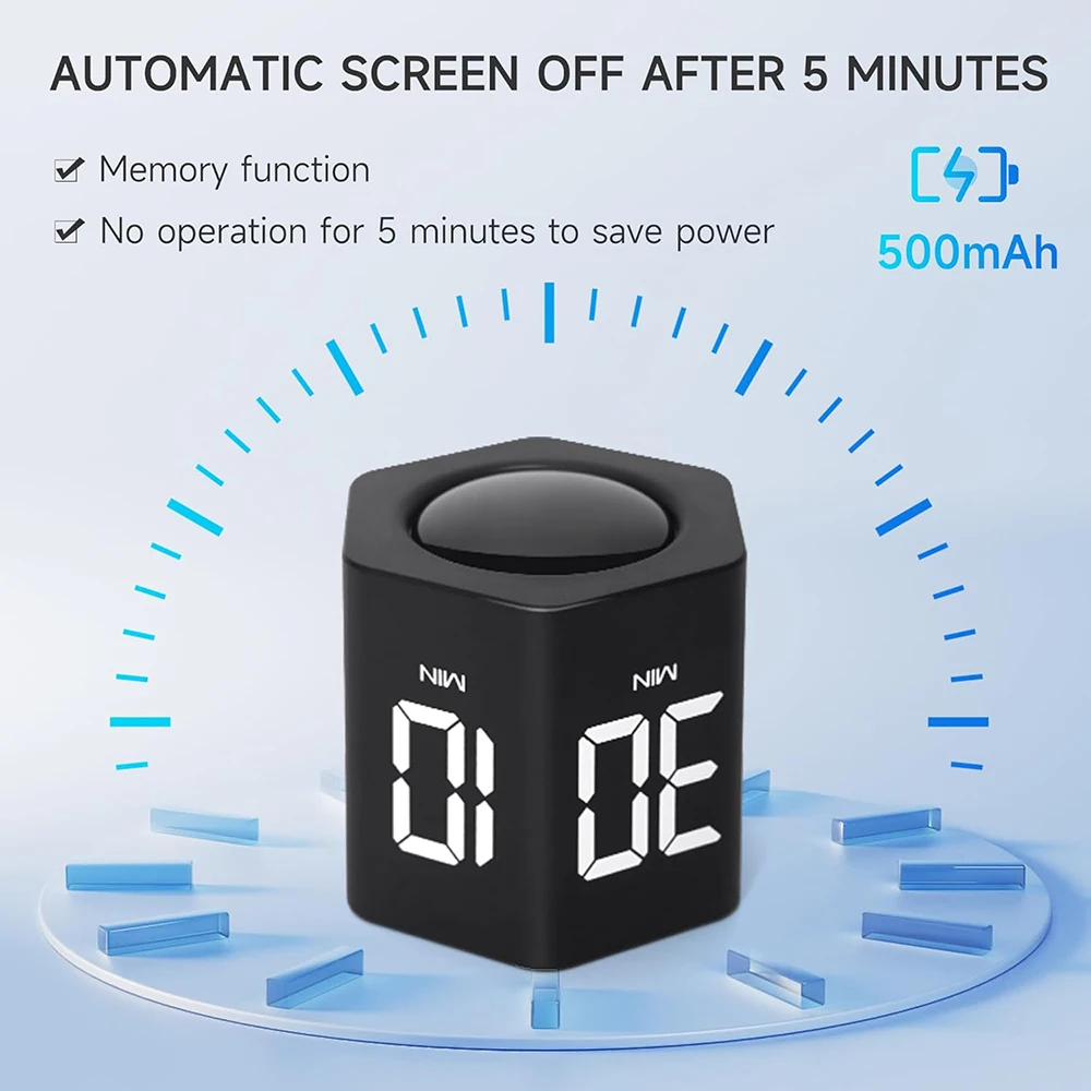 ساعة Ticktime Hexagon Flip - مؤقت إنتاجية نهائي للعمل والدراسة وADHD! إيقاف/إيقاع، صوت كتم الصوت/قابل للتعديل، 1 - 60 دقيقة