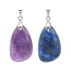 Natural Crystal Quartz Random Pendants For Women DIY Necklace Amethyst Lapis Lazuli Tiger Eye Stone Pendant Jewelry No Chain