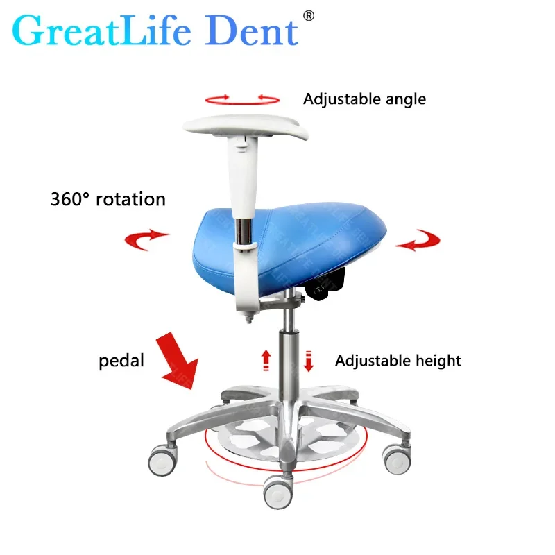 

GreatLife Microscope Implant Surgical Operation Saddle Lifting Armrest Backrest Adjustable PU Leather Vet Pet Gyne Doctor Chair