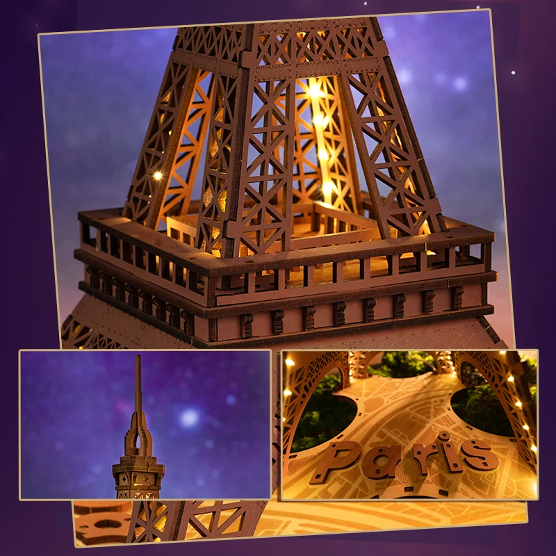 Robotime 3D Puzzle Game Night of the Eiffel Tower 1:638 modelli per bambini kit di artigianato fai da te per adulti regalo fai da te con luce