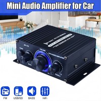 AK170 Mini BTL Out  Audio Amplifier for Car Power DC 12 V Aluminum Alloy HIFI Stereo LED Light Ring High Low Volume Adjustment
