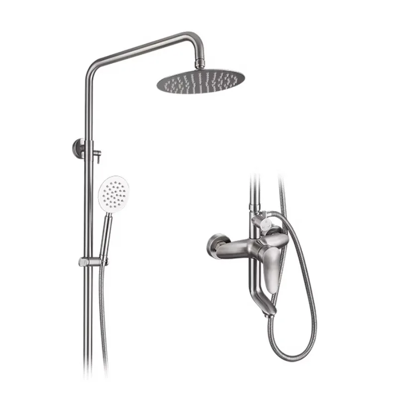 Luxury Wall Mounted Stainless Steel Bathroom Shower Faucet Set