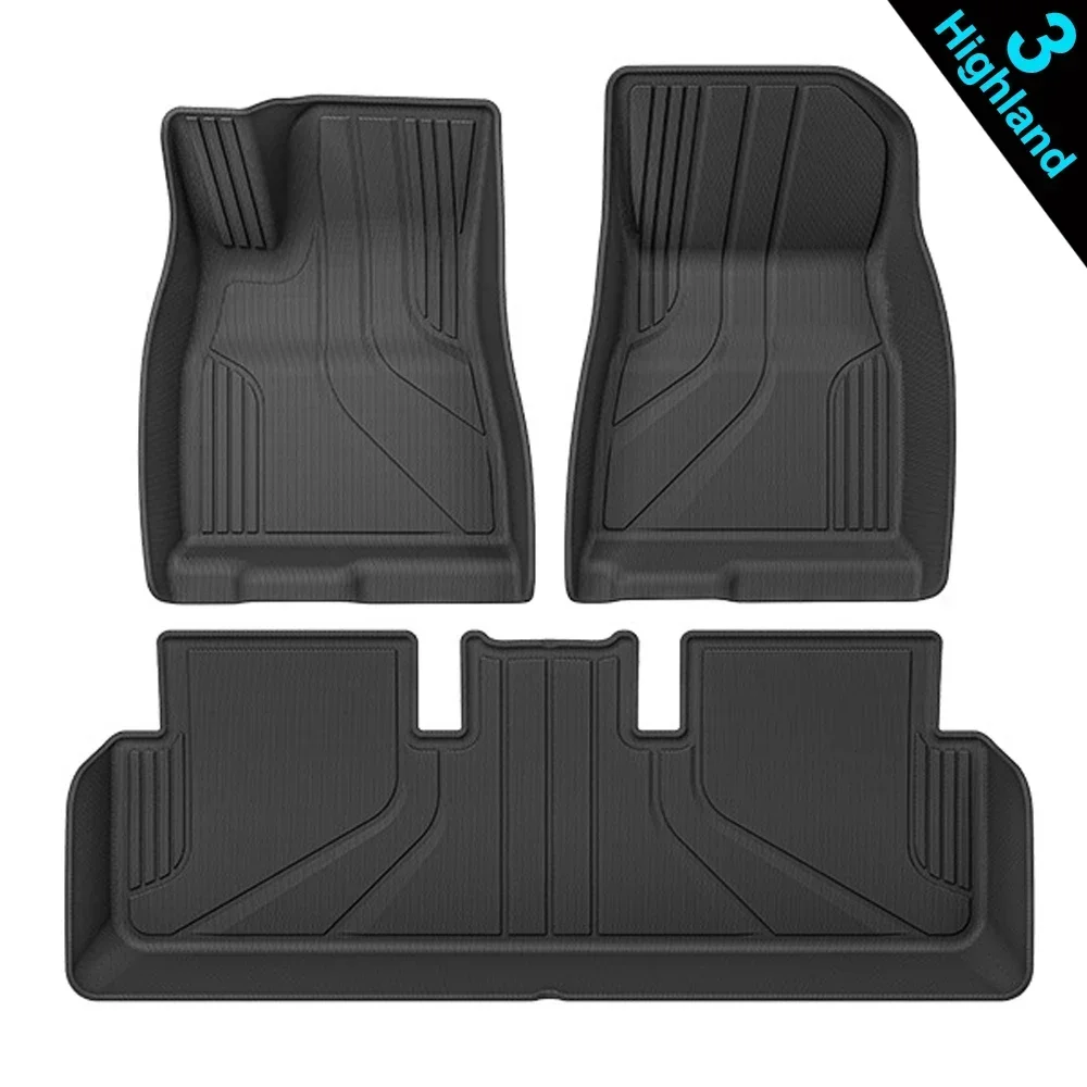 For  Model 3 Highland Floor Mats TPE All Weather Cargo Liner Waterproof High Edge Single / Double Layer Mats Accessories