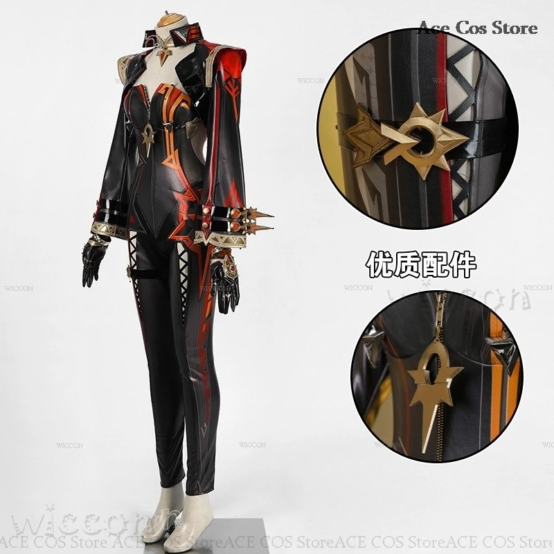 Gra Genshin Impact Mavuika przebranie na karnawał peruka Pyro Archon peruka do cosplay Natlan Anime jednolite Halloween Fire Elemental Dress-up