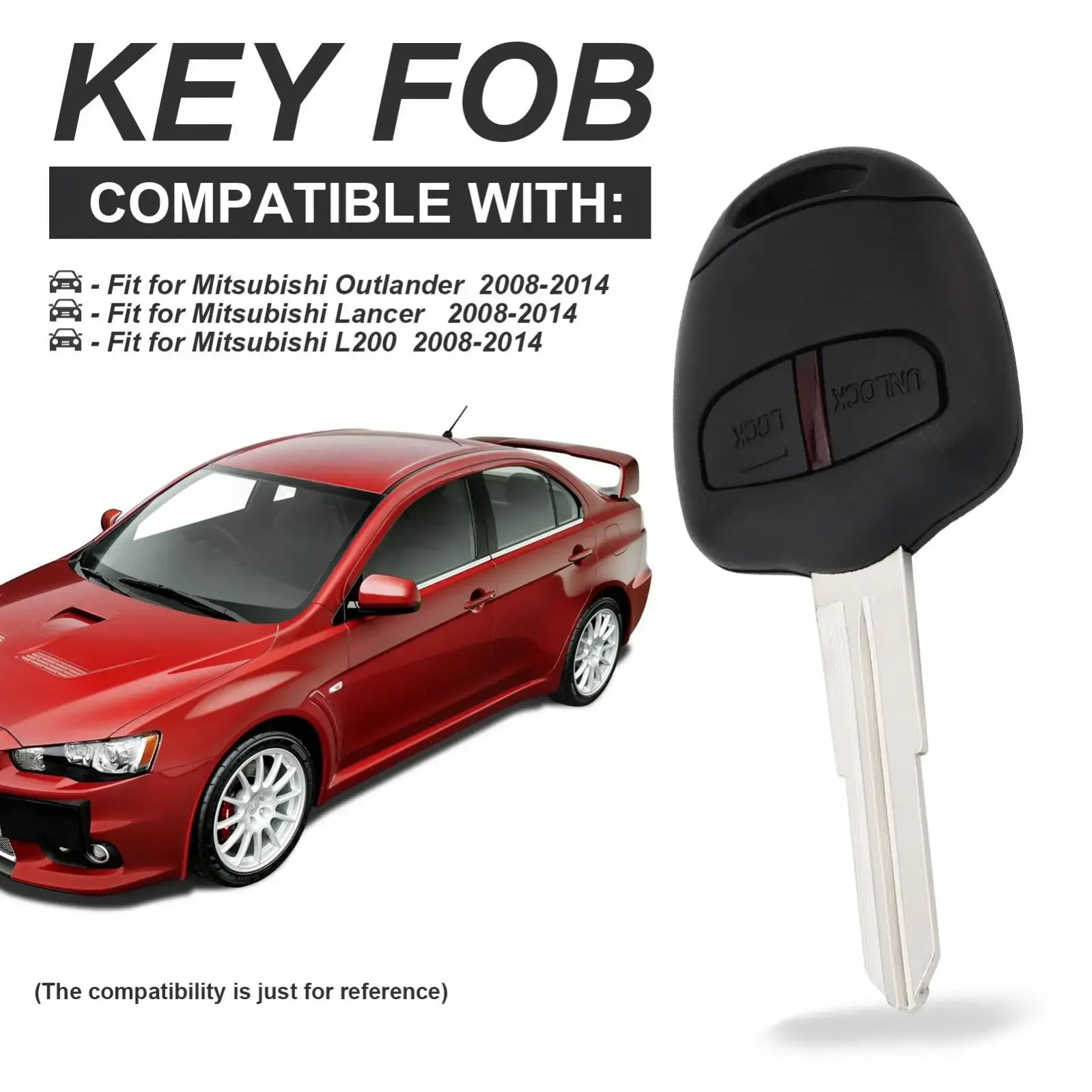 433MHz 2 Buttons Car Remote Key Fob Shell Fit for Mitsubishi Outlander Lancer L200 ID46 Chip MIT11 Blade Key Fob Case Cover
