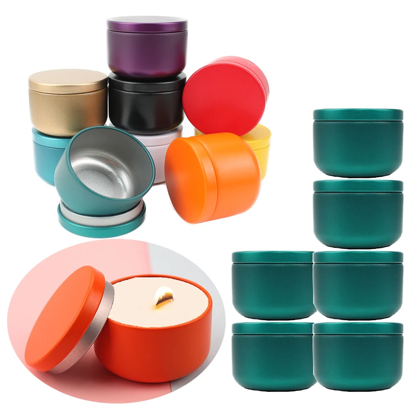 12Pcs/sets 50ml Round Metal Tin Box Candle Tin Black White Jar Storage Empty Pot Cosmetic Container Refillable Bottles For Cream