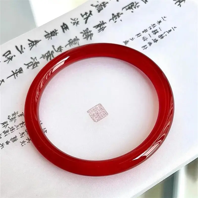 Red agate bracelet women's jade bracelet red  chalcedony agate  thin strip women's