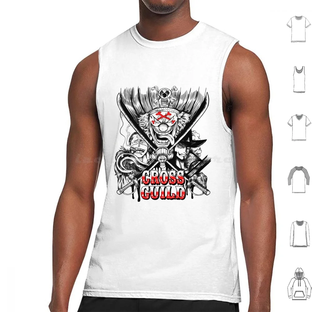 Clown Emperor Tank Tops Print Cotton Clown Clown Emperor Cross Guild Op Strawhat Pirates Yonko Anime Manga Buggy The