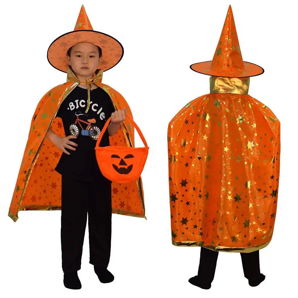 زي ساحرة الهالوين مع عباءة وقبعة للأطفال، زي تنكري للنساء، رداء ساحرة تقليدي لمهرجانات الهالوين #2