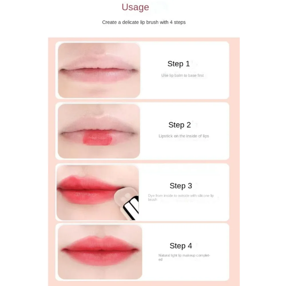 แปรงทาปากซิลิโคนหัวกลมพร้อมฝาครอบแปรงลิปสติกไม่มีแปรงคอนซีลเลอร์มุมหัก Pro แปรงแต่งหน้าลิปสติกแบบนุ่ม Travel