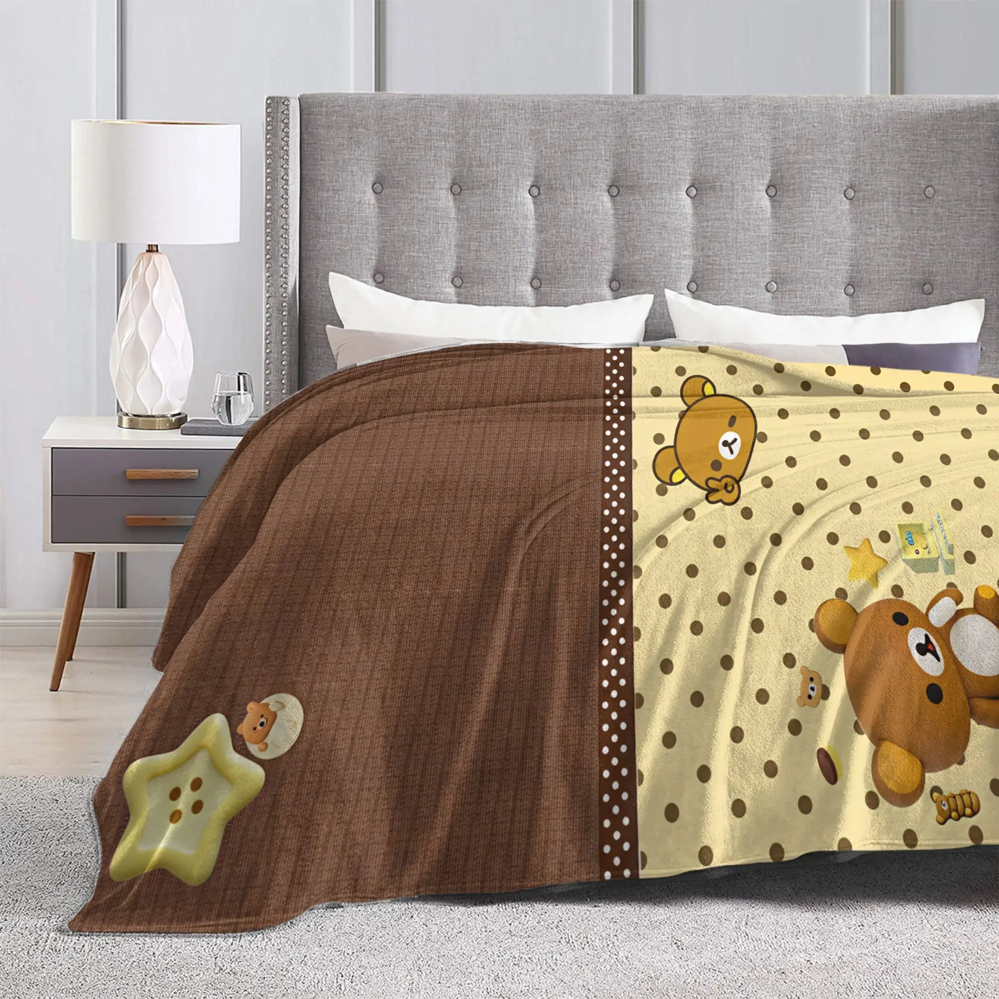 Rilakkuma Plush Blanket Students  Flannel Throw Blanket For Couch Chair Sofa Bed Soft Warm Bedspread Birthday Gift