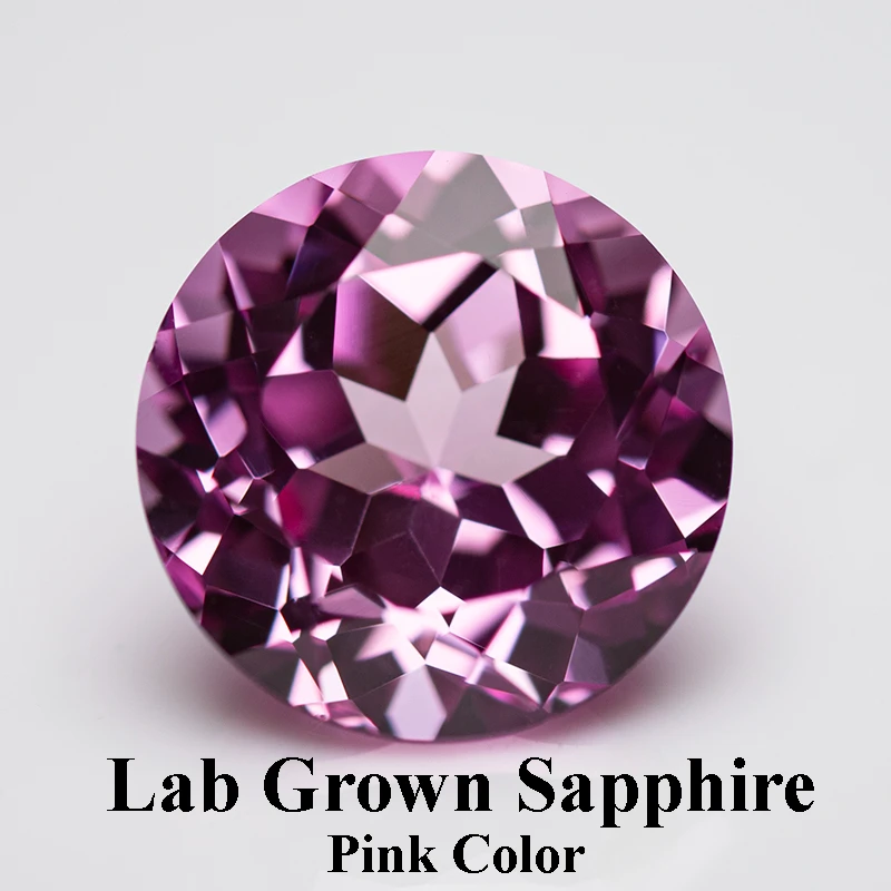 Lab Grown Sapphire Round Cut Pink Color Top Quality Pendant Gemstones for Charms Jewel Making Selectable AGL Certificate