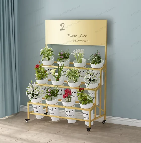 

Florist flower stand flower bucket rack removable ladder shelf multi-layer living room display rack plastic bucket flower stand