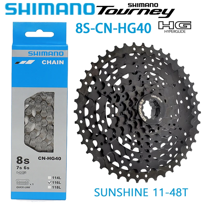 SHIMANO TOURNEY 8 Speed CN-HG53 HYPERDRIVE SIS Chain For MTB Mountain Gravel Bike SUNSHINE 8V 11-40/42/46T Cassette Sprocket