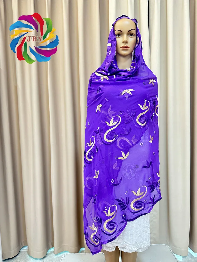 2024 New Style African Muslim Headitechiffon Embroidered Scarf Dubai Headscarf Shawl Islamic Ramadan Hijab Prayer Scraf