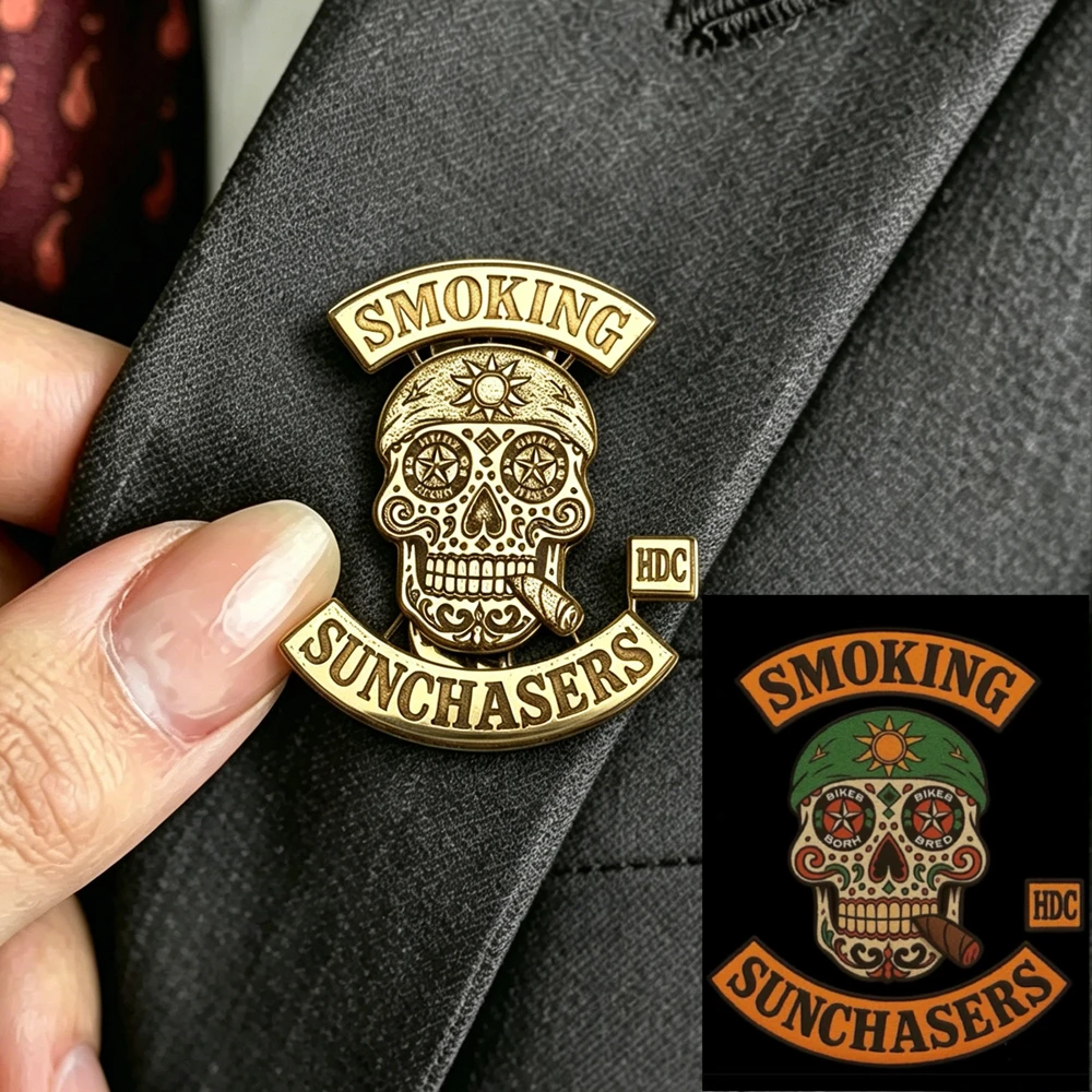 Custom Motorcycle Club Badge Brooch For Bikers Fashion Creativity Stainless Steel Company Club Logo Pattern Badges Jewelry Gifts