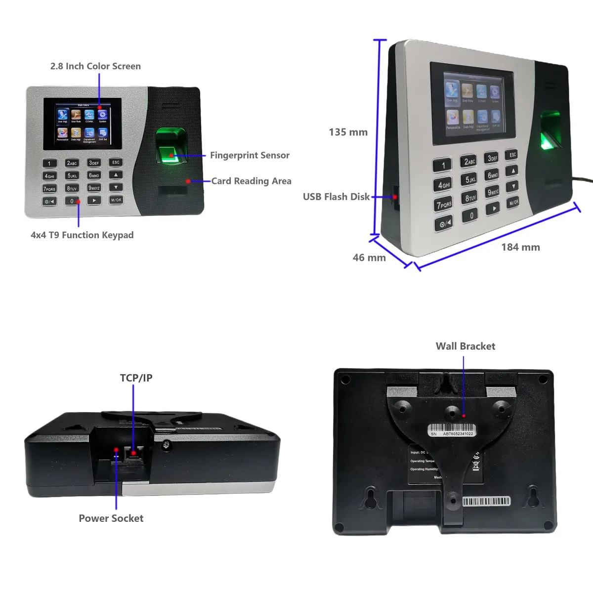 ZKTime 5.0 UA200 Tcp/Ip Fingerprint Time and Attendance System SSR Proximity Card Time Clock Employee Control Electronic Machine