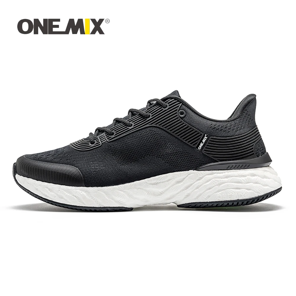 

ONEMIX Black White Running Shoes For Men Sneakers Marathon Trainers Footwear Breathable Mesh Women Walking Tennis Sports Shoes