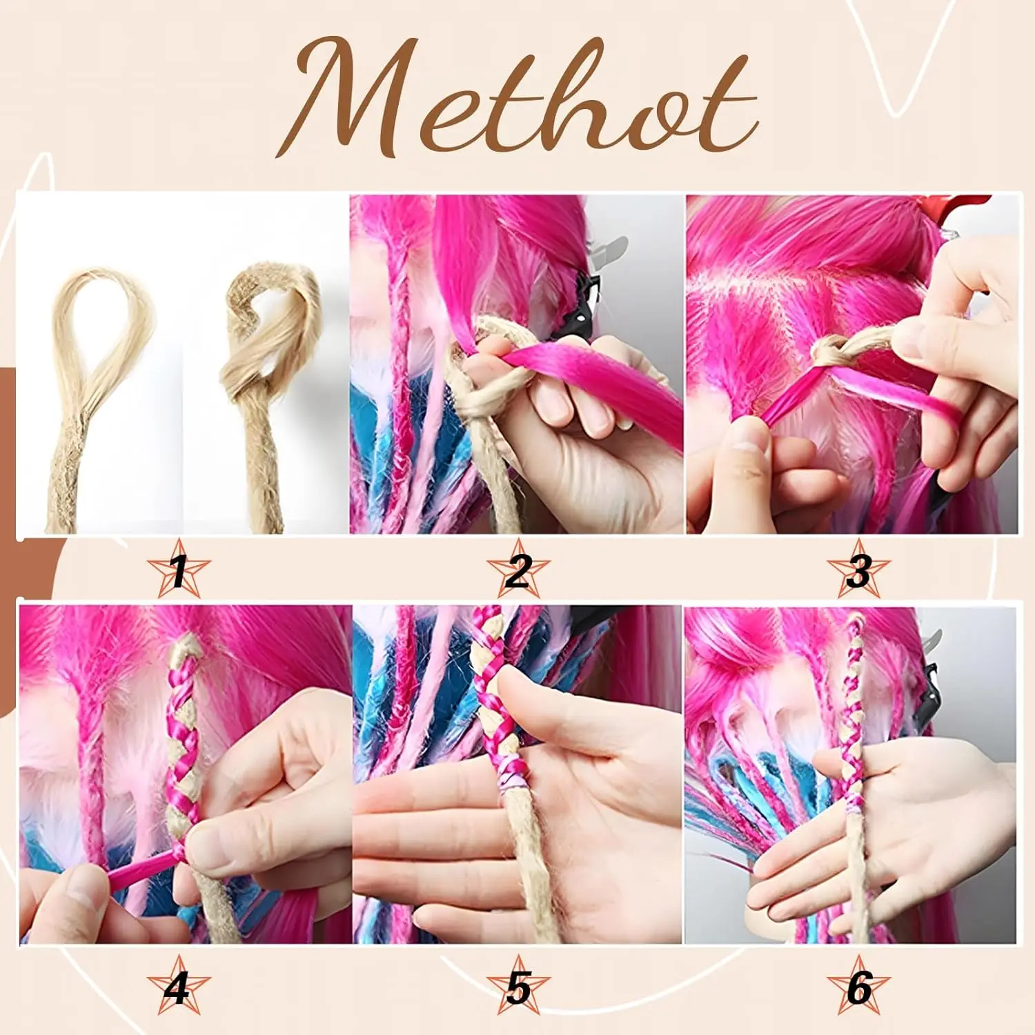 24 Inch Synthetic 8 Strands/Lot SE Dreadlocs Braids Hair Extensions, 3 In 1 Mixed Hippie Style Single End Dreadslocks for Women image 5