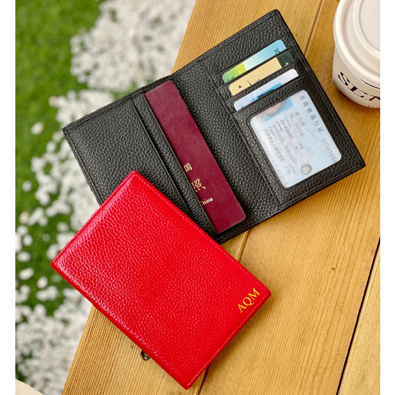 Custom Passport Holder Wallet Leather Large Capacity Document Bag For Men And Women, Convenient Leather Passport Cover